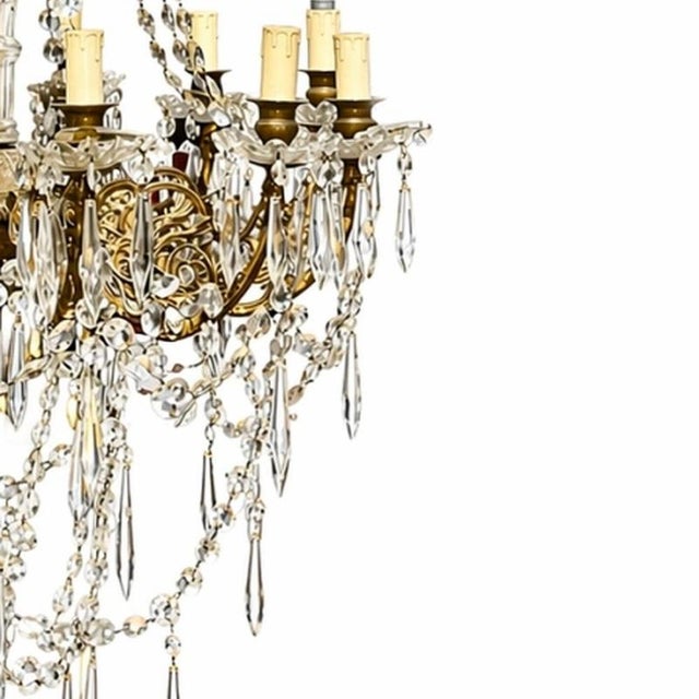 Metal Ceiling Lamp with Crystal Pendants For Sale - Image 5 of 6