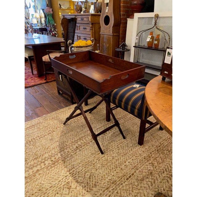 Mahogany Butlers Tray Table on Folding Stand For Sale - Image 10 of 11