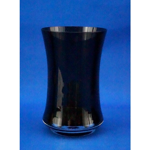 Vintage Vase in Black Smoked Glass from the Gral Crystal Manufactory, Germany, 1950s For Sale - Image 4 of 18