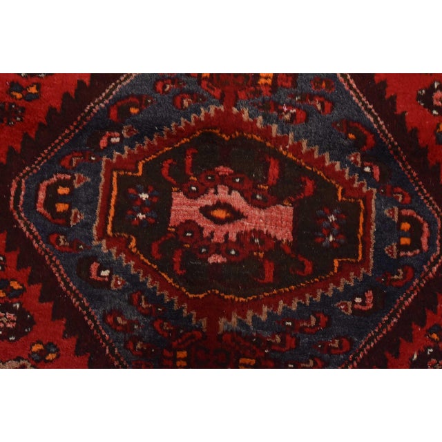 Red Zanjan Runner 3’4” X 10′ Red Wool Vintage Tribal Hand-Knotted Oriental Rug For Sale - Image 8 of 15