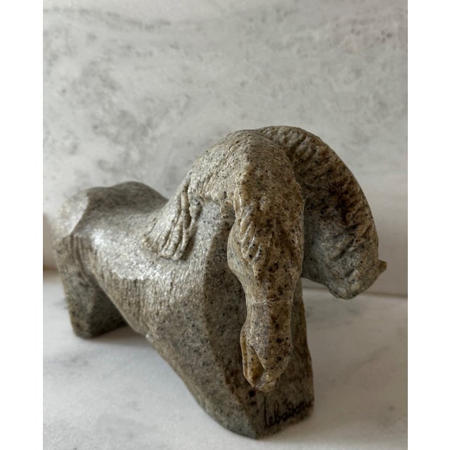 Fine 20th century exquisite cast stone and resin statue of a two-headed horse created by Vietnamese-French artist, Hoi...