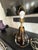 The Baker Furniture Amber & Clear Sommerso Glass Table Lamp is a hand-blown art glass piece crafted in Murano, Italy, for...