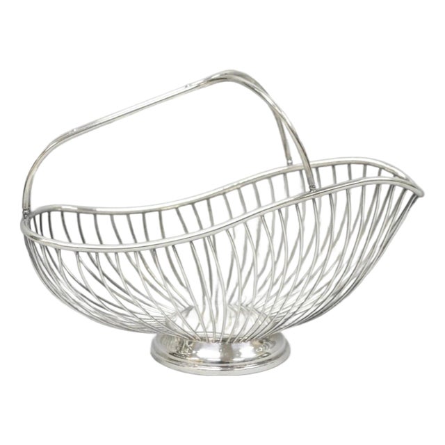 Vintage Mid Century Modern El De Uberti Italy Silver Plated Wire Wine Bottle Holder For Sale