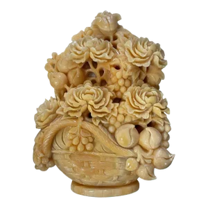 Large Early 20th Century Hand Carved Pure Golden Onyx Sculpture