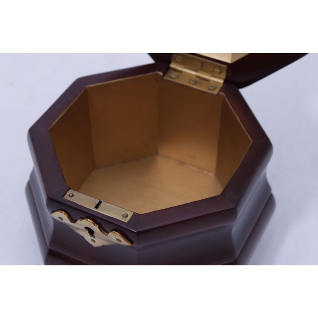 Virginia Metalcrafters Mahogany Octogonal Tea Caddy For Sale - Image 10 of 13
