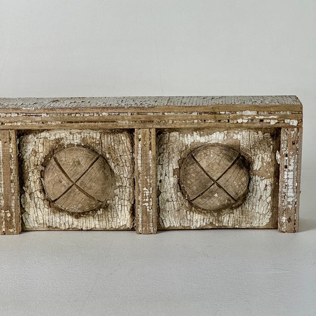 Vintage Architectural Salvage Fragment Wood Panel Painted Trim Element For Sale - Image 4 of 7