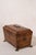 Antique burl walnut tea caddy featuring a domed lid, carved claw feet, divided interior, and rich burl walnut veneer.