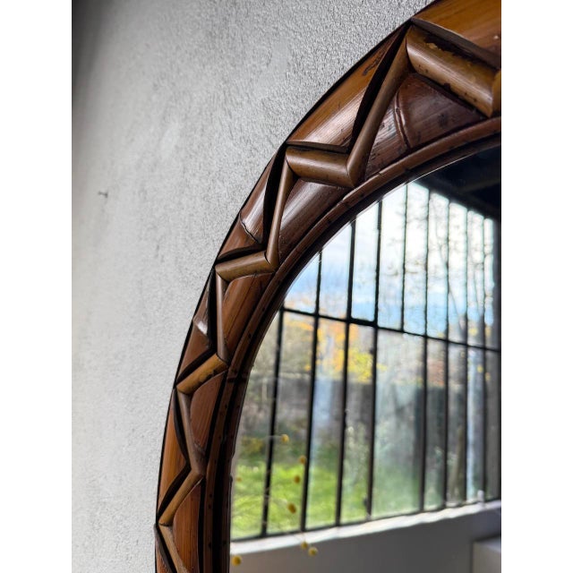Round Rattan Mirror, 1980 For Sale - Image 10 of 18