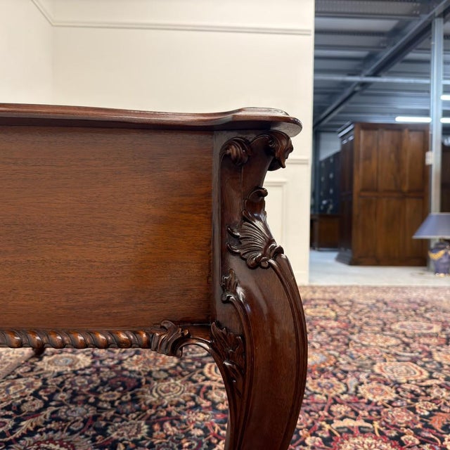 English Writing Desk with Leather Top For Sale - Image 9 of 18