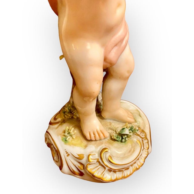 A Pair of Antique Italian Capodimonte Porcelain Cherubs For Sale - Image 9 of 12