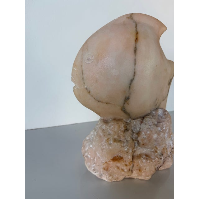 1980’s Vintage Hand-Carved Marble Tropical Fish Sculpture For Sale - Image 9 of 12