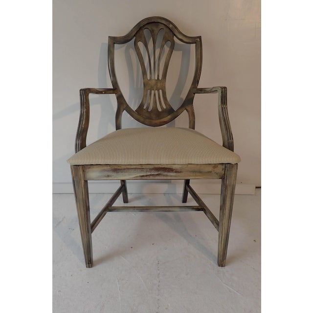 Ducan Phyfe Style Side Chair Distressed Decor Finish 38.5H x 23D x 24W ; Taupe/Beige, Mahogany.