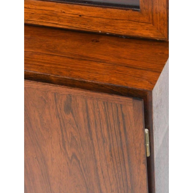 Brown Mid 20th Century Danish Modern Rosewood Hutch Bookcase by Omann Jun, Model 10 | Glass Doors For Sale - Image 8 of 11