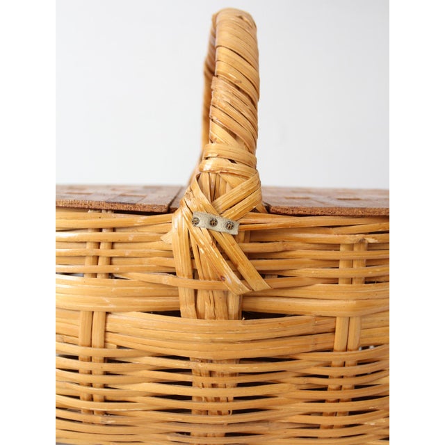 Vintage Wicker Picnic Basket For Sale - Image 6 of 13