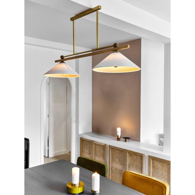 Not Yet Made - Made To Order Nikho I Pendant Lamp in Wood with Brass and Fabric by Marine Breynaert For Sale - Image 5 of 6