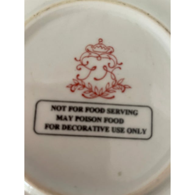 Antique Brass and Porcelain Chinese Hand Painted Decorative Plate Marked For Sale In Phoenix - Image 6 of 8