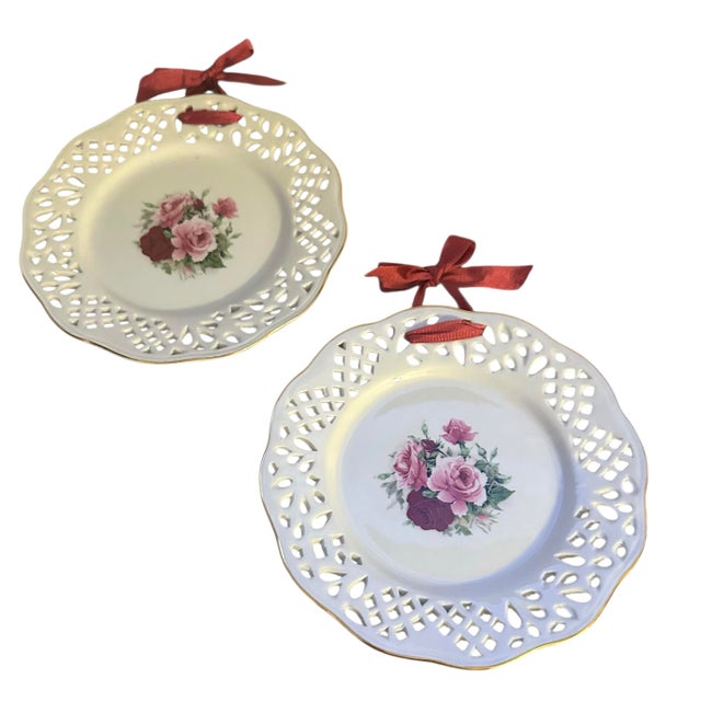 Vintage Formalities by Baum Brothers Victorian Rose Pierced Plates - A Set of 4 For Sale - Image 10 of 11