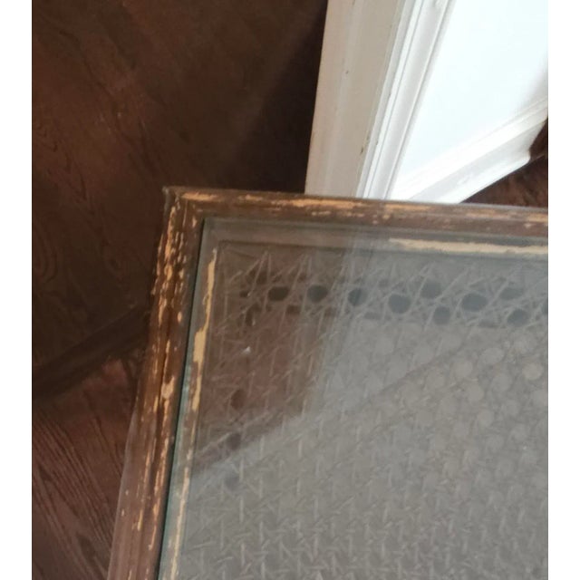 Wood Glass Topped Cane and Carved Wood Side Table For Sale - Image 7 of 12