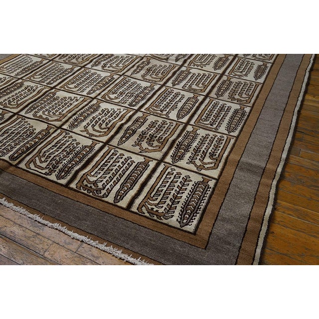 1930s Ivory Geometric Garden Antique Persian Bakhtiary Rug 7'1" X 9'10" Handknotted Wool Carpet For Sale In New York - Image 6 of 6