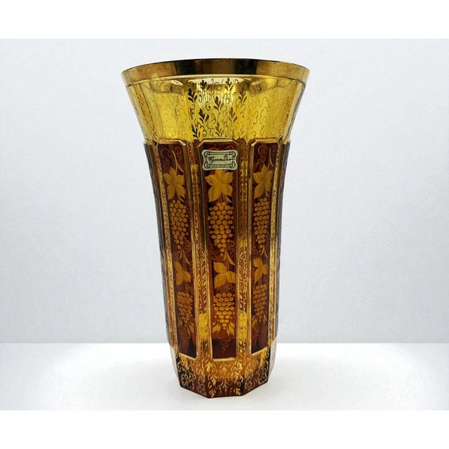 Bohemian Engraved and Gilt Crystal Vase from Egermann, 1970s For Sale - Image 10 of 11