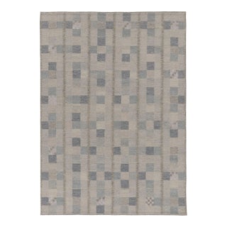 Rug & Kilim’s Scandinavian-Inspired Kilim in Blue-Gray Geometric Patterns For Sale