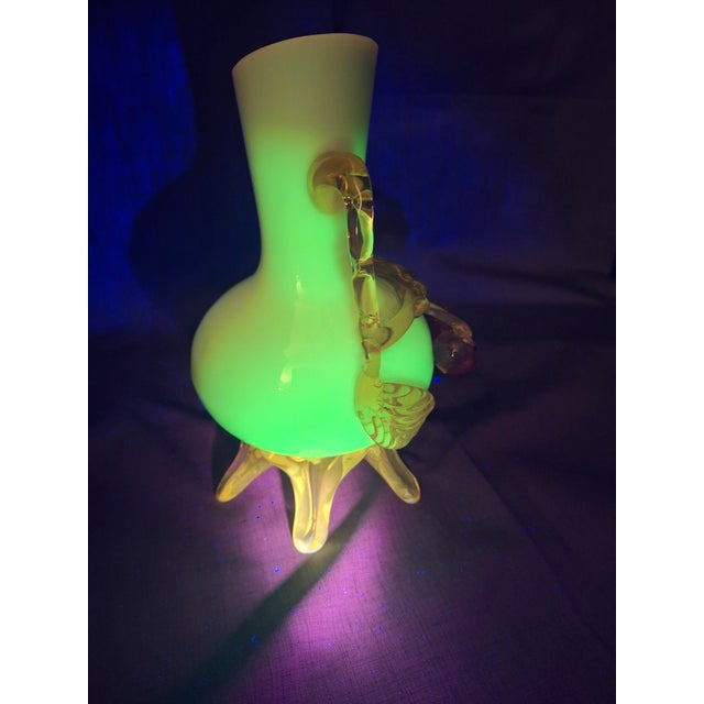 Antique Stevens & Williams Custard Uranium Glass Vase Applied Cherries Victorian C. 1880s For Sale - Image 16 of 18