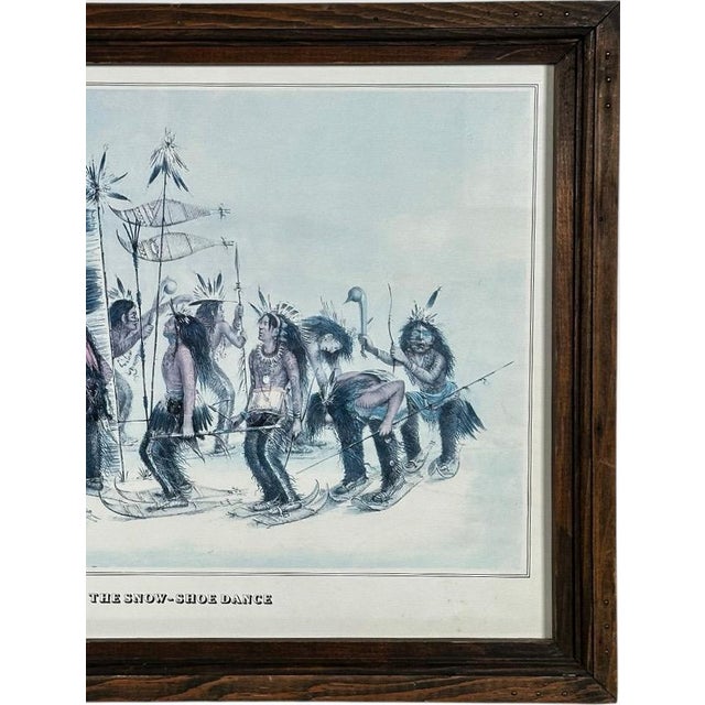 Vintage 1979 George Catlin the Snow Shoe Dance Framed Americana Portfolio Print For Sale - Image 4 of 12