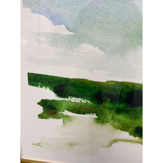 Green Renee Anne "Meet Me There Study 2" Abstract Landscape Watercolor Print For Sale - Image 8 of 12