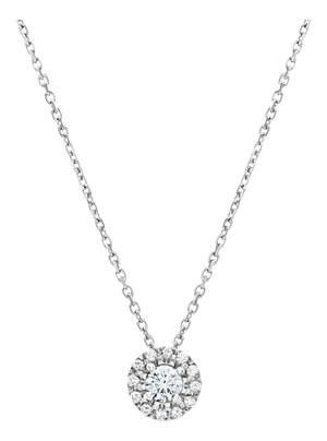 Half Carat Cluster Diamond Halo Pendant .47cttw 14k White Gold 16"