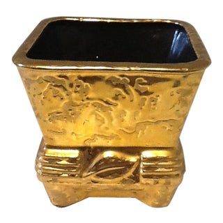 Vintage Mid-Century Weeping Gold Pottery Planter in 24k Gold For Sale