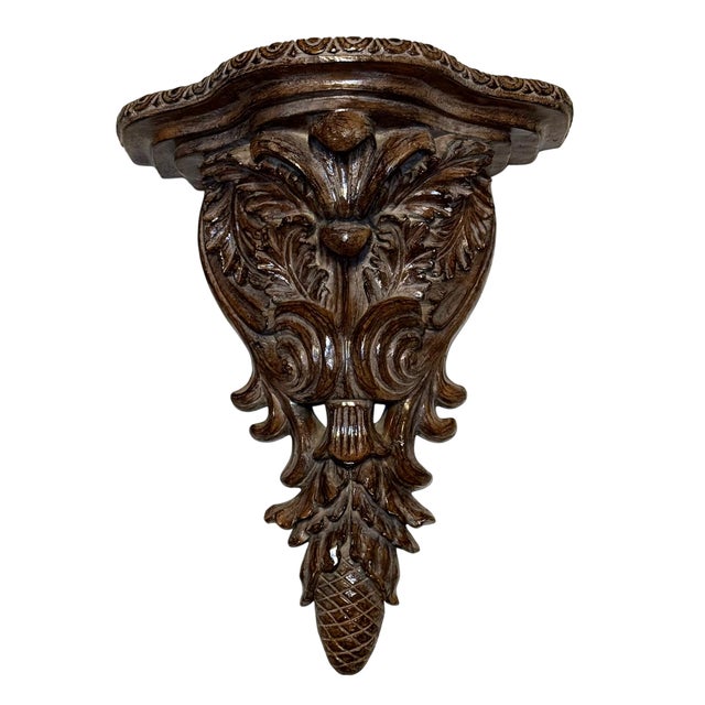 Pair or Vintage Baroque Wall Corbels • Large Acanthus Leaf Architectural Shelves For Sale In Las Vegas - Image 6 of 18