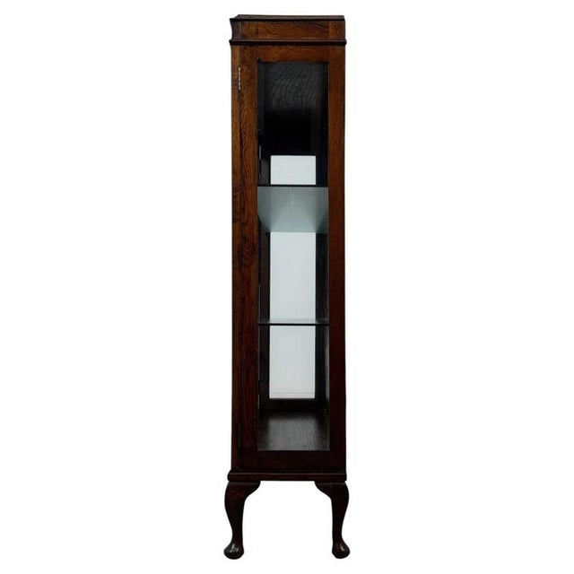 Antique English Oak Glazed Display Cabinet For Sale - Image 10 of 11