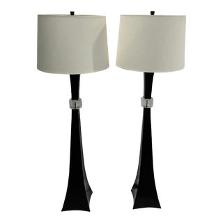 McGuire Robert Kuo Crystal Cuff Floor Lamps - a Pair For Sale