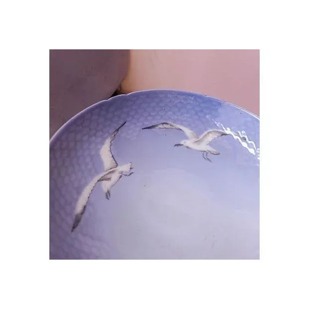 Nautical Blue & White Seagull Compote For Sale - Image 3 of 6