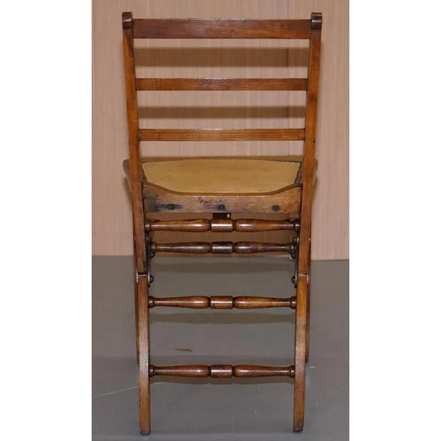 Solid Fruitwood Brass Fitting Military Campaign Folding Chair, 1890s For Sale - Image 13 of 18