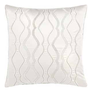 Scalamandre 22" x 22" Valentina Beaded Pillow in Alabaster For Sale