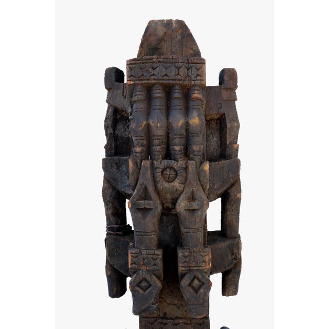 Antique Hand-Carved Wooden Pillar Column, Afghanistan / Pakistan, 1890s For Sale - Image 6 of 12