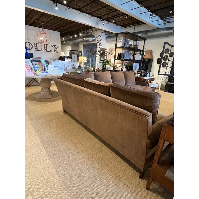 Early 21st Century Wesley Hall Furniture Brown Strie Velvet Sectional For Sale - Image 5 of 11