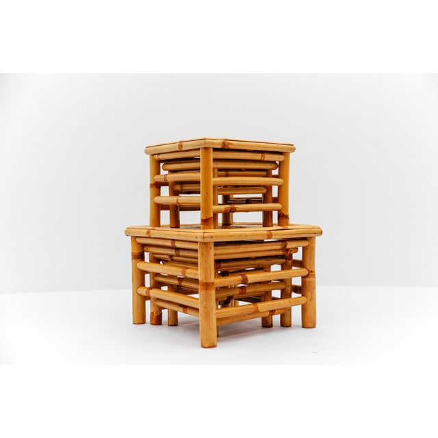 Mid-Century Modern Japanese Bamboo Nesting Tables, Japan, 1950s, Set of 5 For Sale - Image 11 of 11