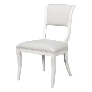 Klismos Dining Chairs in White with Cream Seats, Sets of 2 For Sale