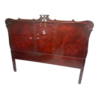 Art Deco / Late Art Deco – Early Mid-Century Traditional (Circa 1930s–1950s) Antique Solid Mahogany Full-Size Bed Frame For Sale