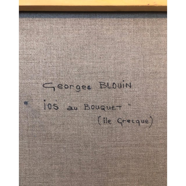 Mid 20th Century Mid 20th Century Georges Blouin French Oil Painting of a Greek Island Landscape For Sale - Image 5 of 7