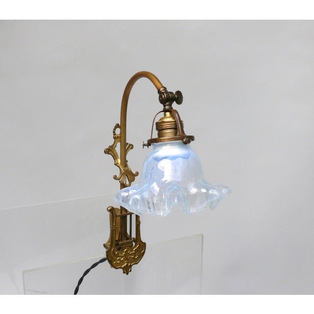 Art Nouveau Grand Piano Clamp Lamp in Brass and Opal Glass, Germany, 1890s For Sale - Image 3 of 18