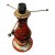 1990s Jean-Noël Bouillet French Art Glass Lamp Base 12" Reverse Painted Amalgam Lacquer For Sale