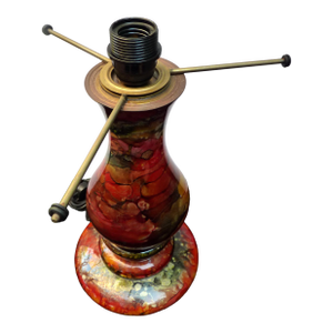 1990s Jean-Noël Bouillet French Art Glass Lamp Base 12" Reverse Painted Amalgam Lacquer