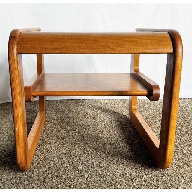 Mid 20th Century Mid Century Modern Oak Side Tables With Smoked Glass Top by Lou Hodges - A Pair For Sale - Image 5 of 12