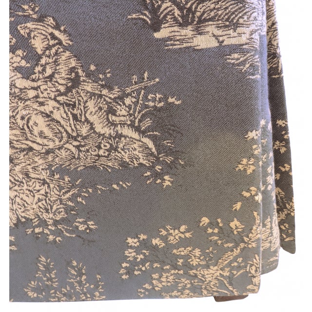 Wood Vintage French Blue / Gray Toile Skirted Host & Hostess Parsons Chairs - A Pair For Sale - Image 7 of 7