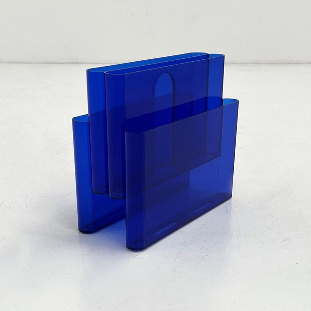 Blue Acrylic Glass Magazine Rack by Giotto Stoppino for Kartell, 1970s For Sale - Image 6 of 6