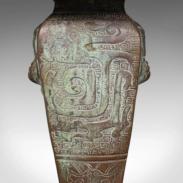 1970s Vintage Oriental Bronze Decorative Table Lamp For Sale - Image 9 of 11