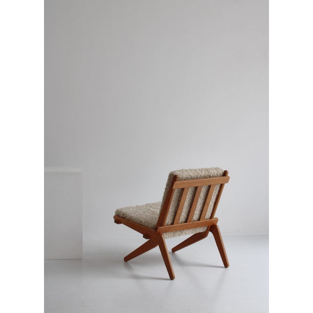 Danish Modern Oak Natural Sheepskin Folding Chair from Preben Thorsen,1957 For Sale - Image 3 of 18